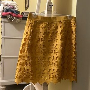 Yellow cotton knee length pencil  Loft skirt size 4
